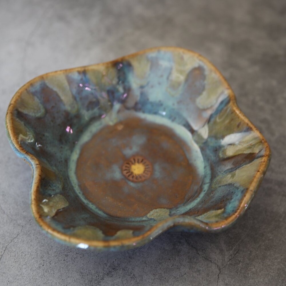 Handmade Wavy Pottery Trinket Dish